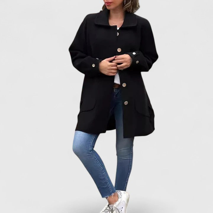 ELIZA & MAREN | SIDE BOW BUTTON COAT FOR WOMEN