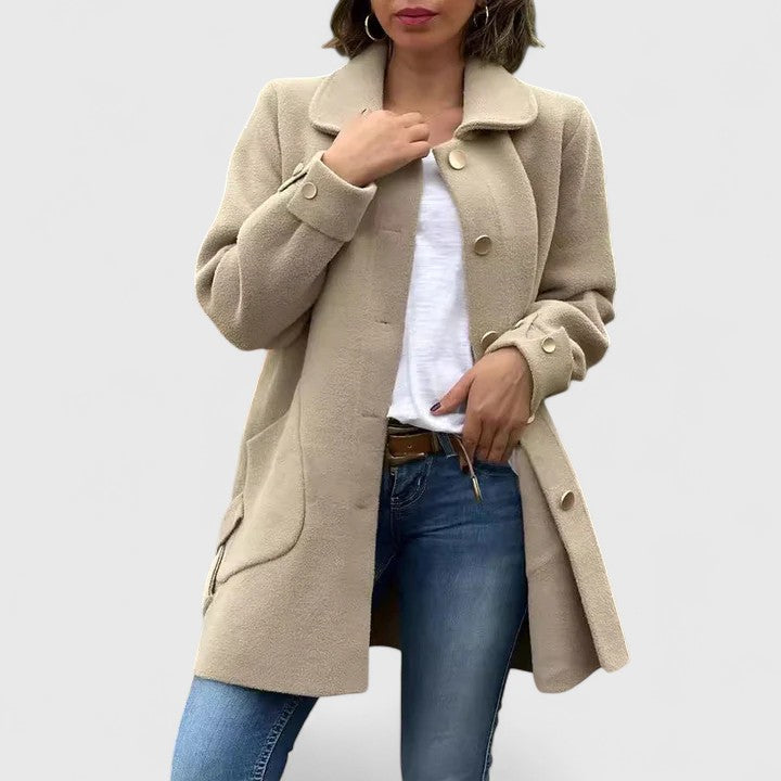 ELIZA & MAREN | SIDE BOW BUTTON COAT FOR WOMEN
