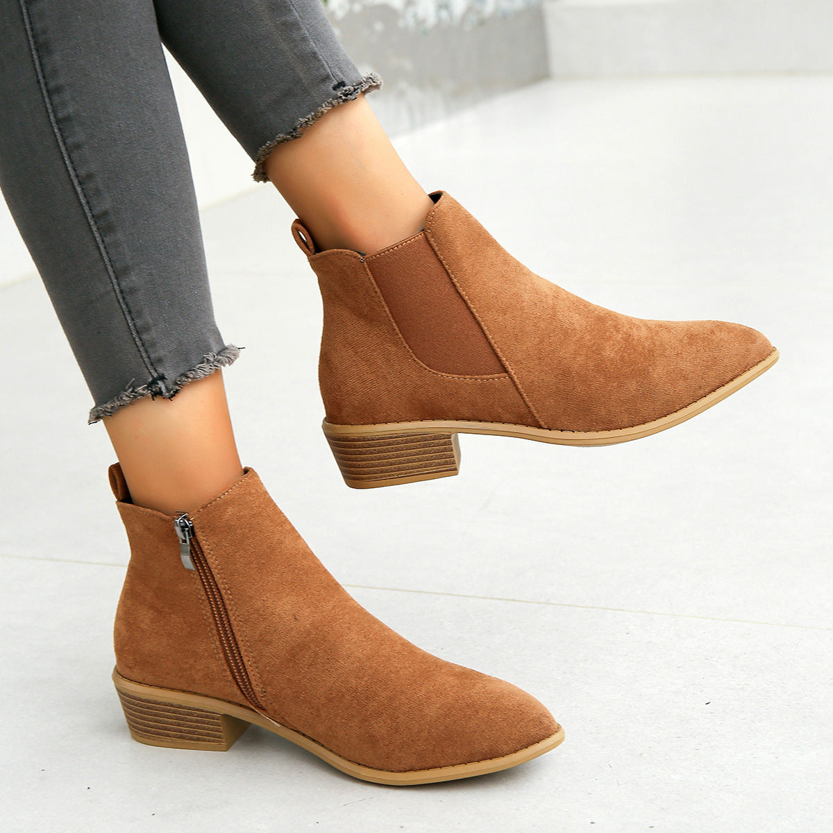 ELIZA & MAREN | ALMOND TOE ANKLE BOOTS FOR WOMEN