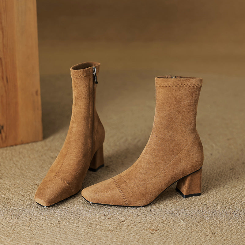 ELIZA & MAREN | SIDE ZIP HEELED BOOTS FOR WOMEN