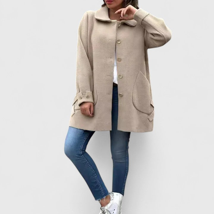 ELIZA & MAREN | SIDE BOW BUTTON COAT FOR WOMEN