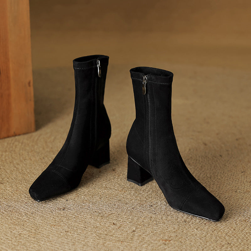 ELIZA & MAREN | SIDE ZIP HEELED BOOTS FOR WOMEN
