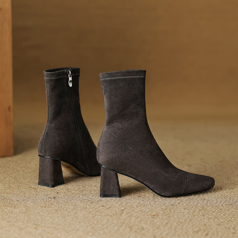 ELIZA & MAREN | SIDE ZIP HEELED BOOTS FOR WOMEN