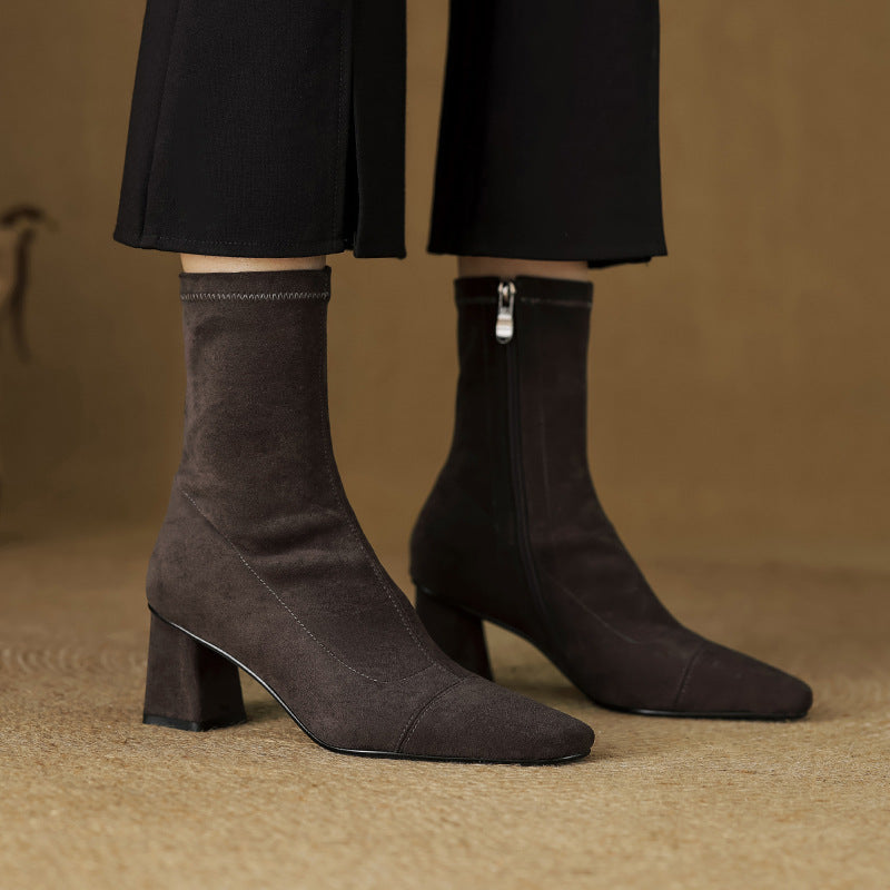 ELIZA & MAREN | SIDE ZIP HEELED BOOTS FOR WOMEN