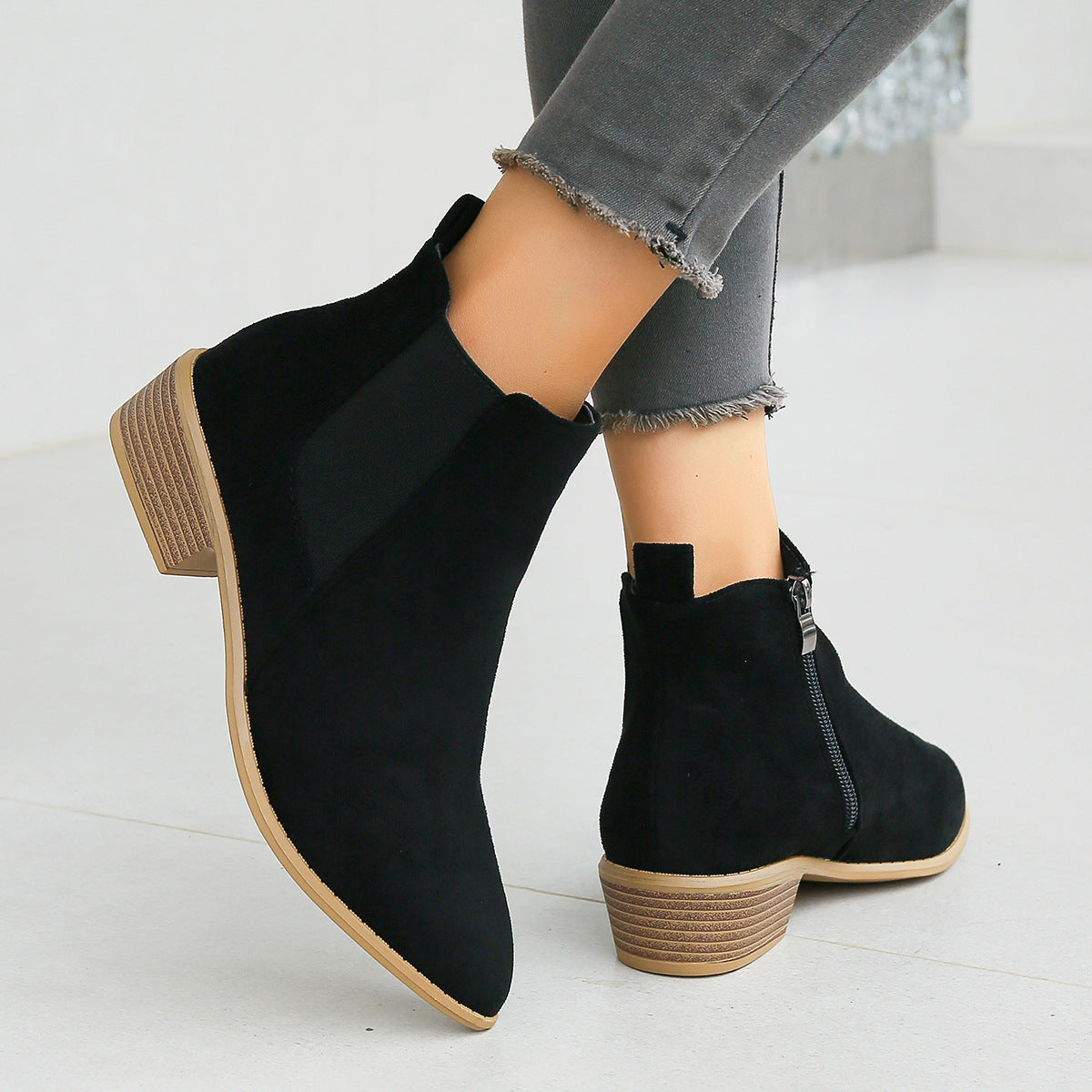 ELIZA & MAREN | ALMOND TOE ANKLE BOOTS FOR WOMEN