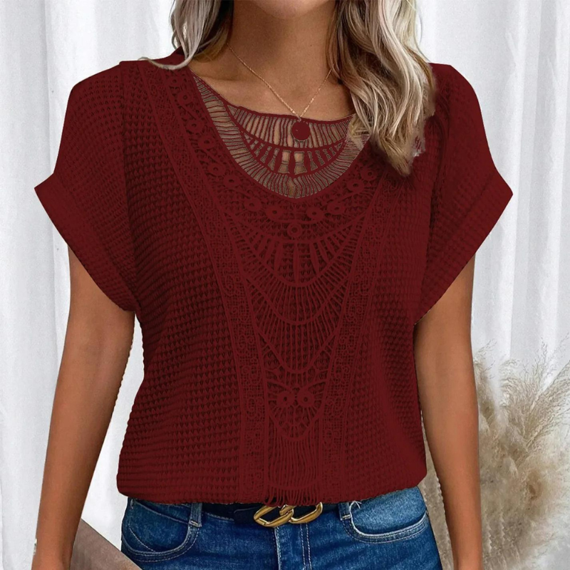ELIZA & MAREN | CROCHET WAFFLE KNIT TOP FOR WOMEN
