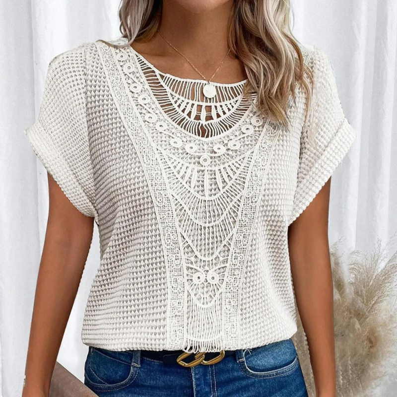 ELIZA & MAREN | CROCHET WAFFLE KNIT TOP FOR WOMEN