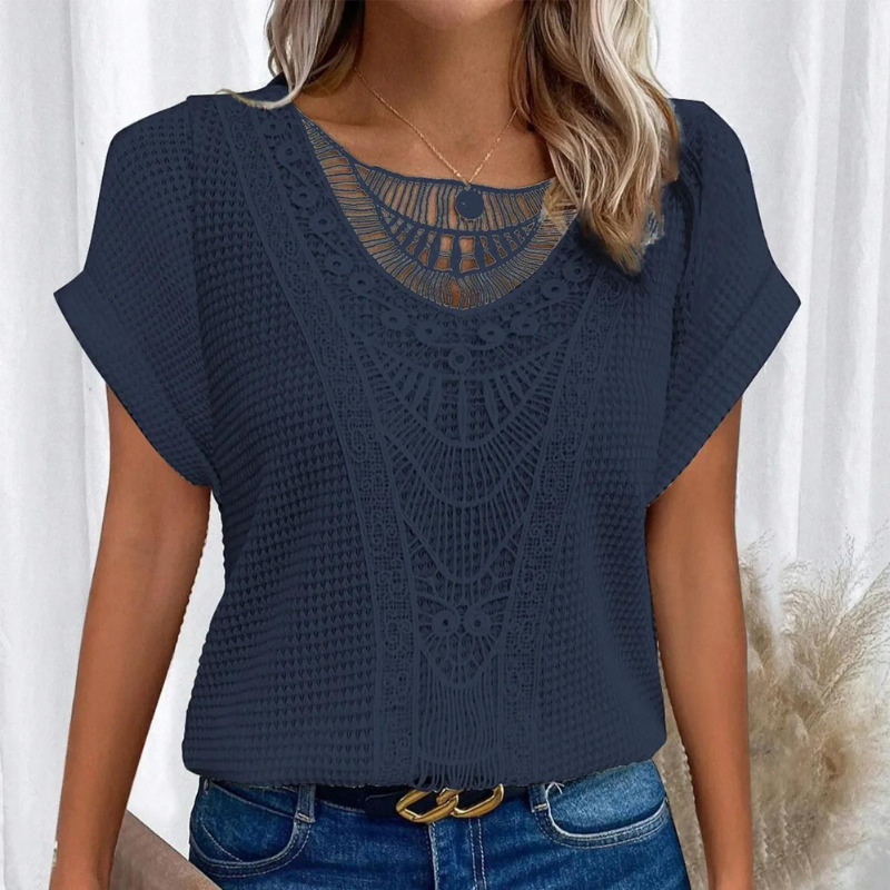 ELIZA & MAREN | CROCHET WAFFLE KNIT TOP FOR WOMEN