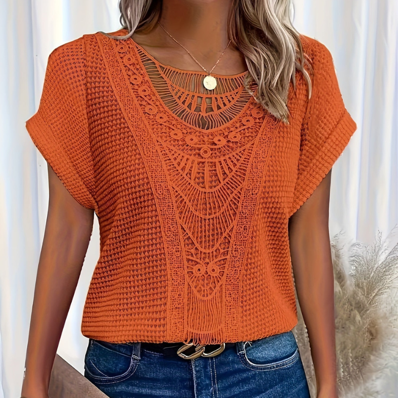 ELIZA & MAREN | CROCHET WAFFLE KNIT TOP FOR WOMEN