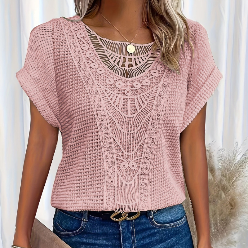 ELIZA & MAREN | CROCHET WAFFLE KNIT TOP FOR WOMEN