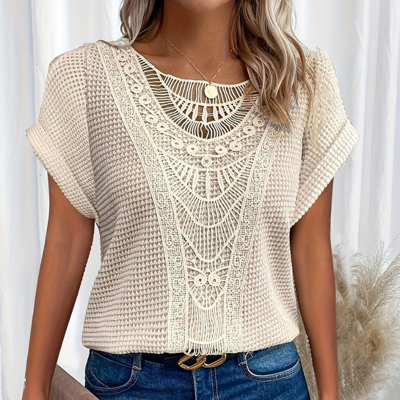 ELIZA & MAREN | CROCHET WAFFLE KNIT TOP FOR WOMEN