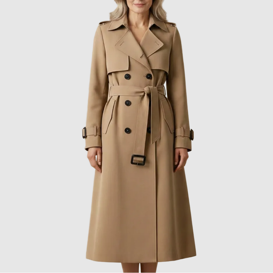 ELIZA & MAREN | BELTED LONG TRENCH COAT FOR WOMEN