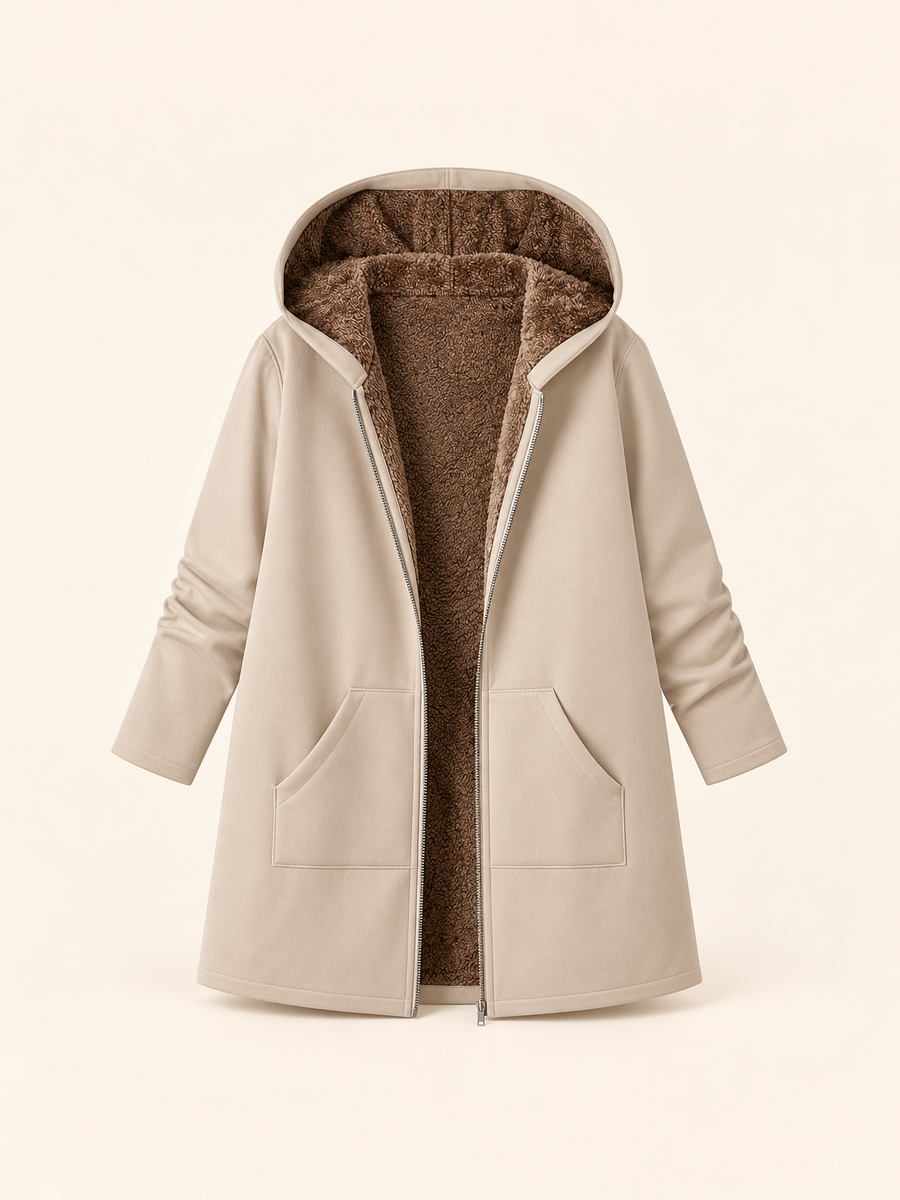 ELIZA & MAREN | SHERPA-LINED HOODED COAT FOR WOMEN