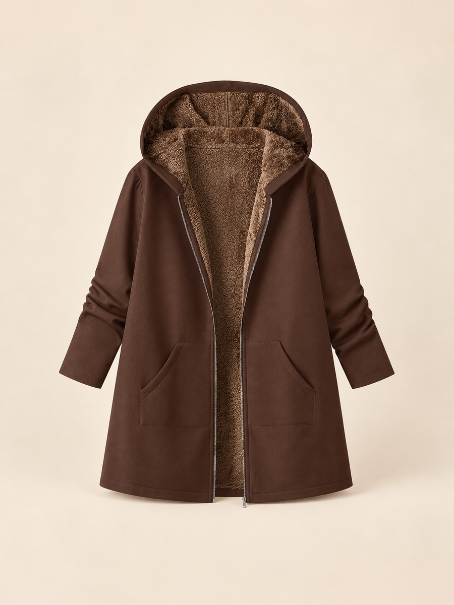 ELIZA & MAREN | SHERPA-LINED HOODED COAT FOR WOMEN