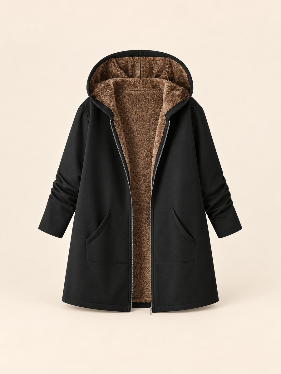 ELIZA & MAREN | SHERPA-LINED HOODED COAT FOR WOMEN