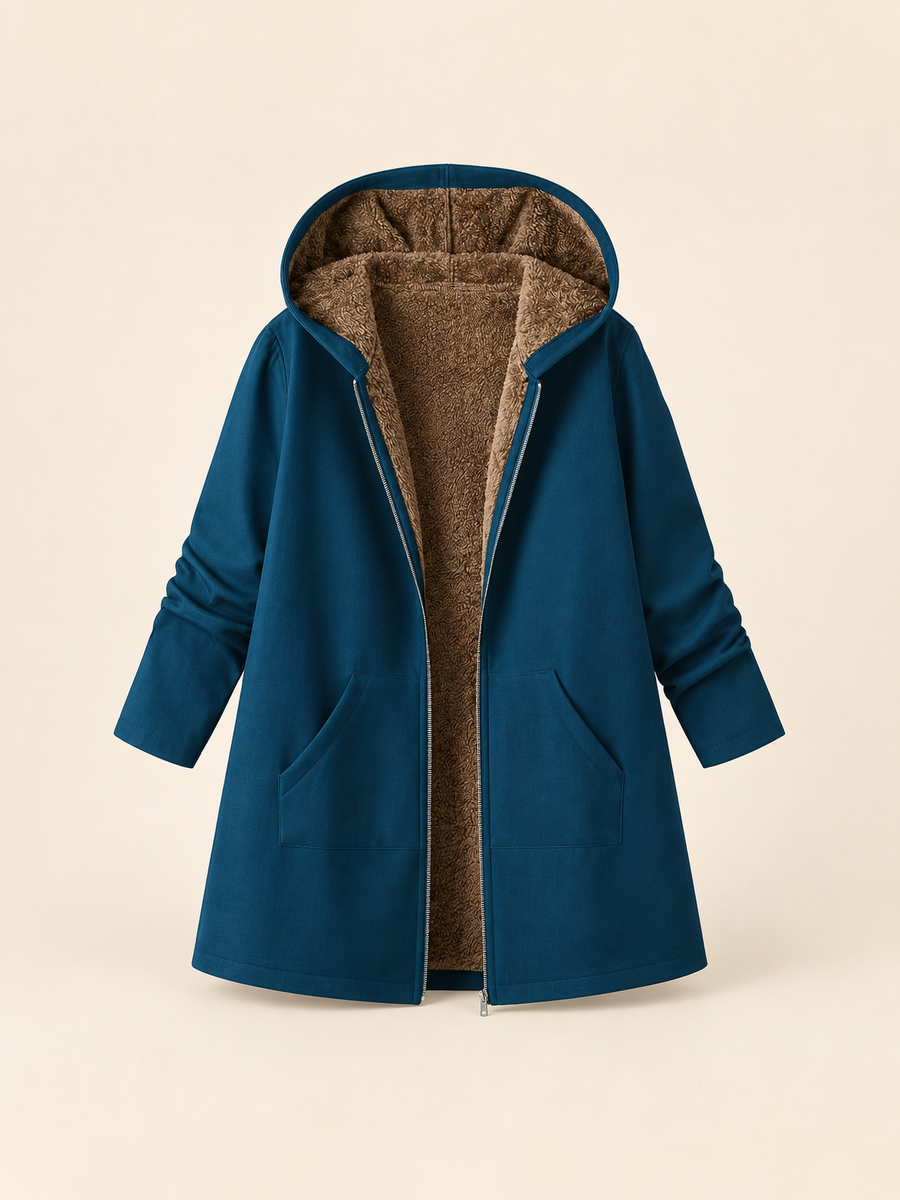 ELIZA & MAREN | SHERPA-LINED HOODED COAT FOR WOMEN