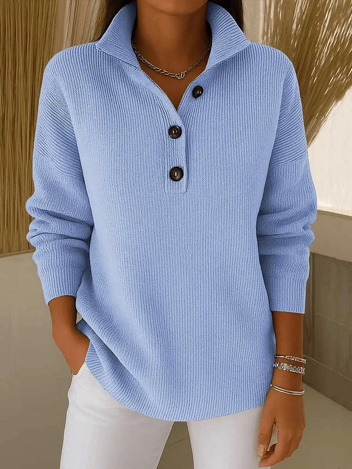 ELIZA & MAREN | V-NECK POLO KNIT SWEATER FOR WOMEN