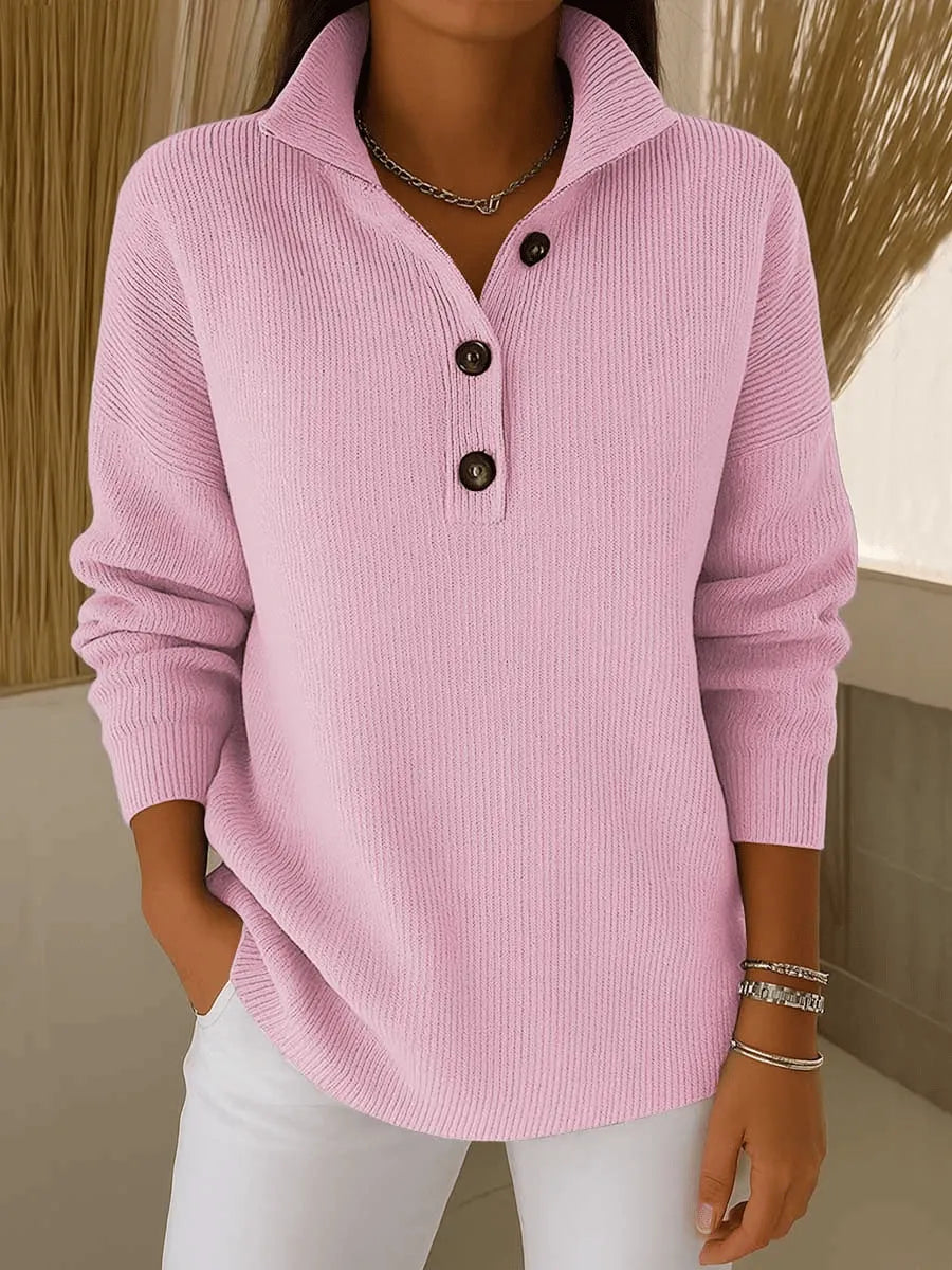 ELIZA & MAREN | V-NECK POLO KNIT SWEATER FOR WOMEN