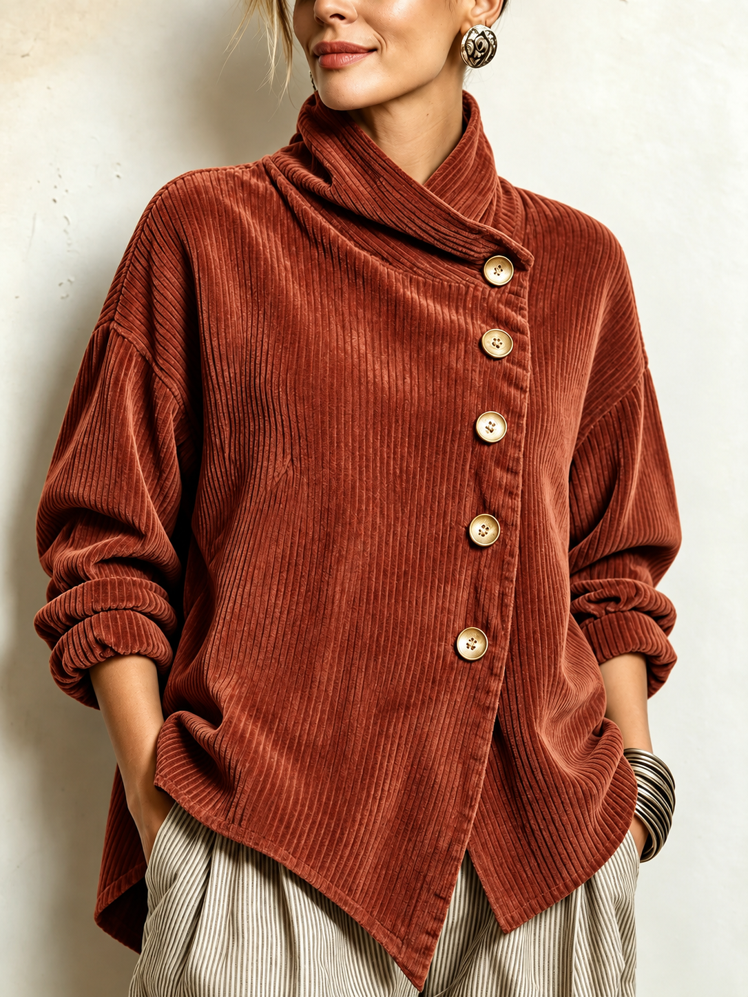 ELIZA & MAREN | CORDUROY BUTTON-UP TOP FOR WOMEN
