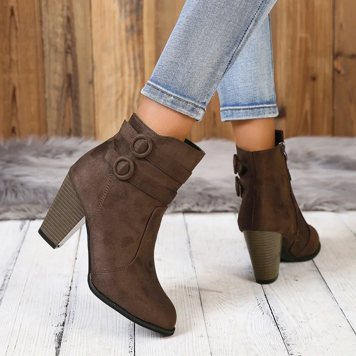 ELIZA & MAREN | DOUBLE STRAP ANKLE BOOTS FOR WOMEN