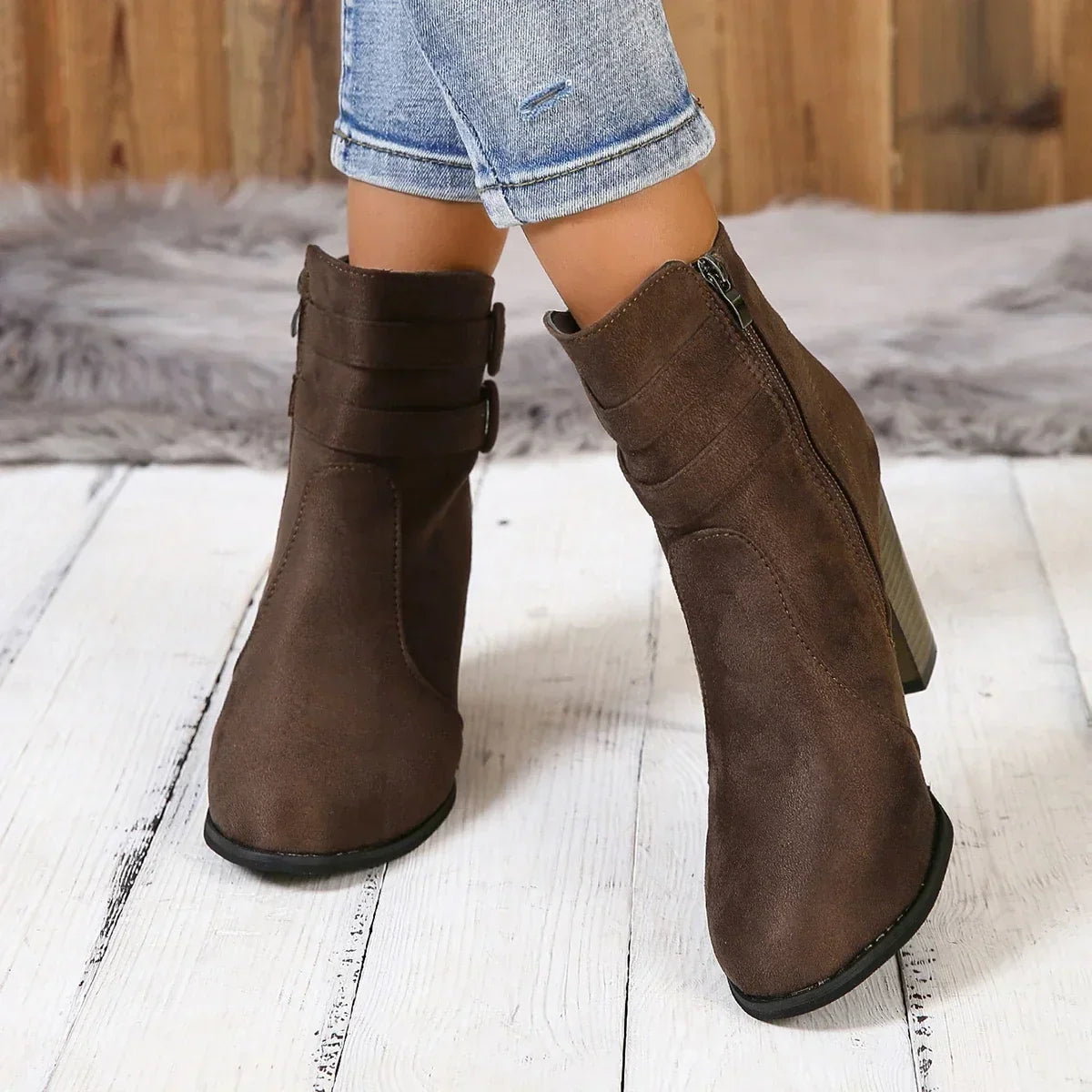 ELIZA & MAREN | DOUBLE STRAP ANKLE BOOTS FOR WOMEN