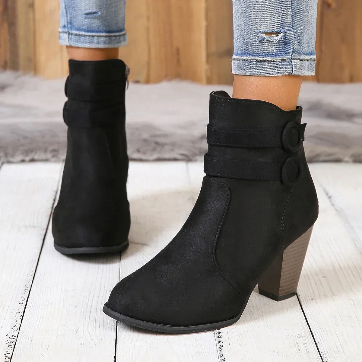 ELIZA & MAREN | DOUBLE STRAP ANKLE BOOTS FOR WOMEN