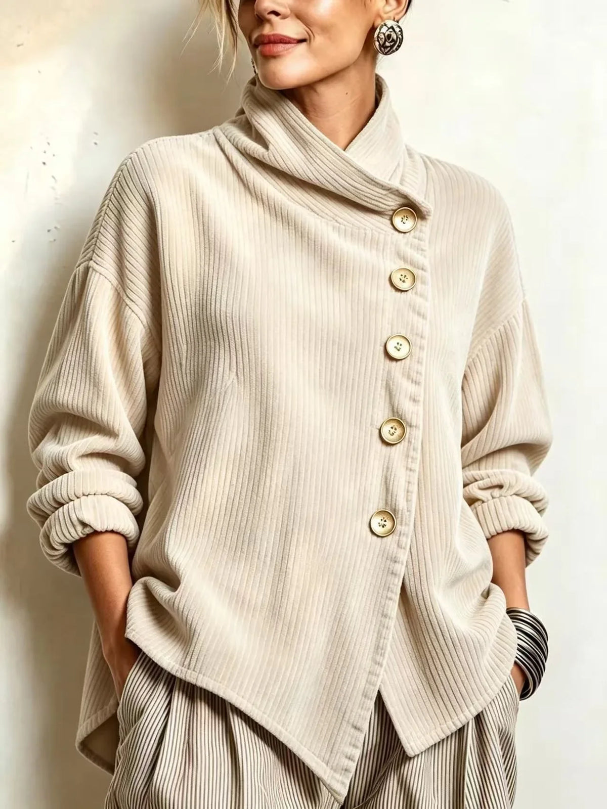 ELIZA & MAREN | CORDUROY BUTTON-UP TOP FOR WOMEN