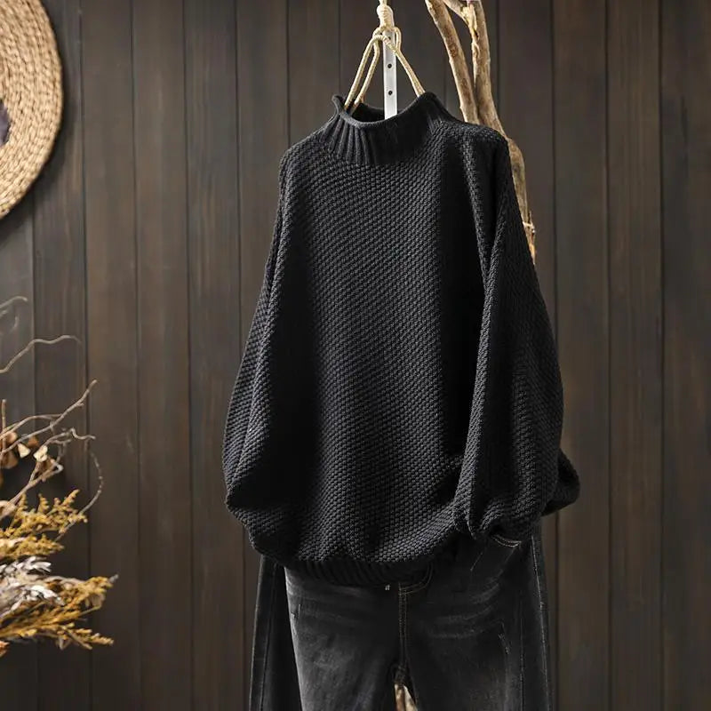 ELIZA & MAREN | RELAXED MOCK NECK SWEATER FOR WOMEN