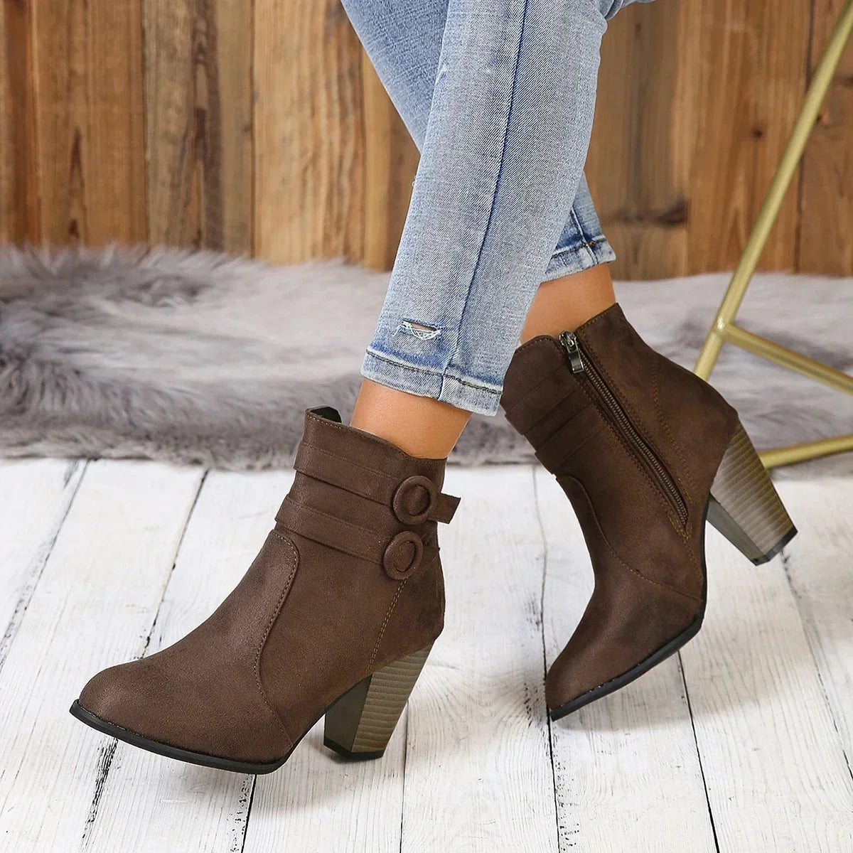 ELIZA & MAREN | DOUBLE STRAP ANKLE BOOTS FOR WOMEN