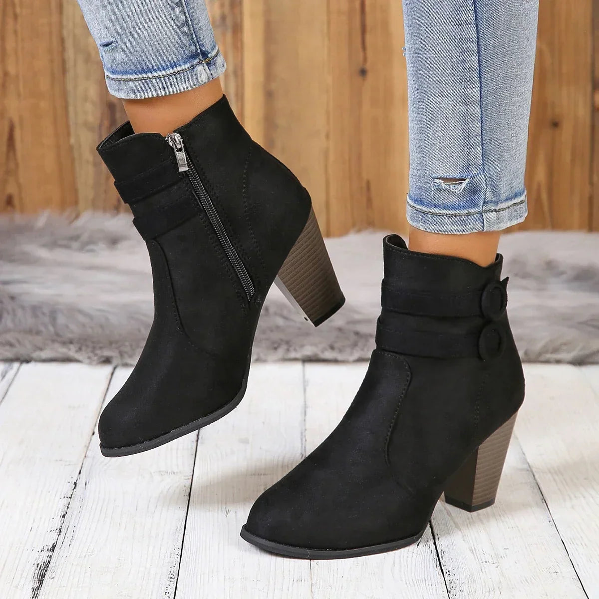 ELIZA & MAREN | DOUBLE STRAP ANKLE BOOTS FOR WOMEN