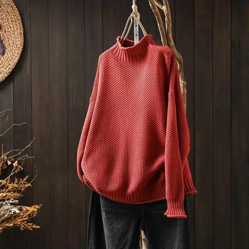 ELIZA & MAREN | RELAXED MOCK NECK SWEATER FOR WOMEN