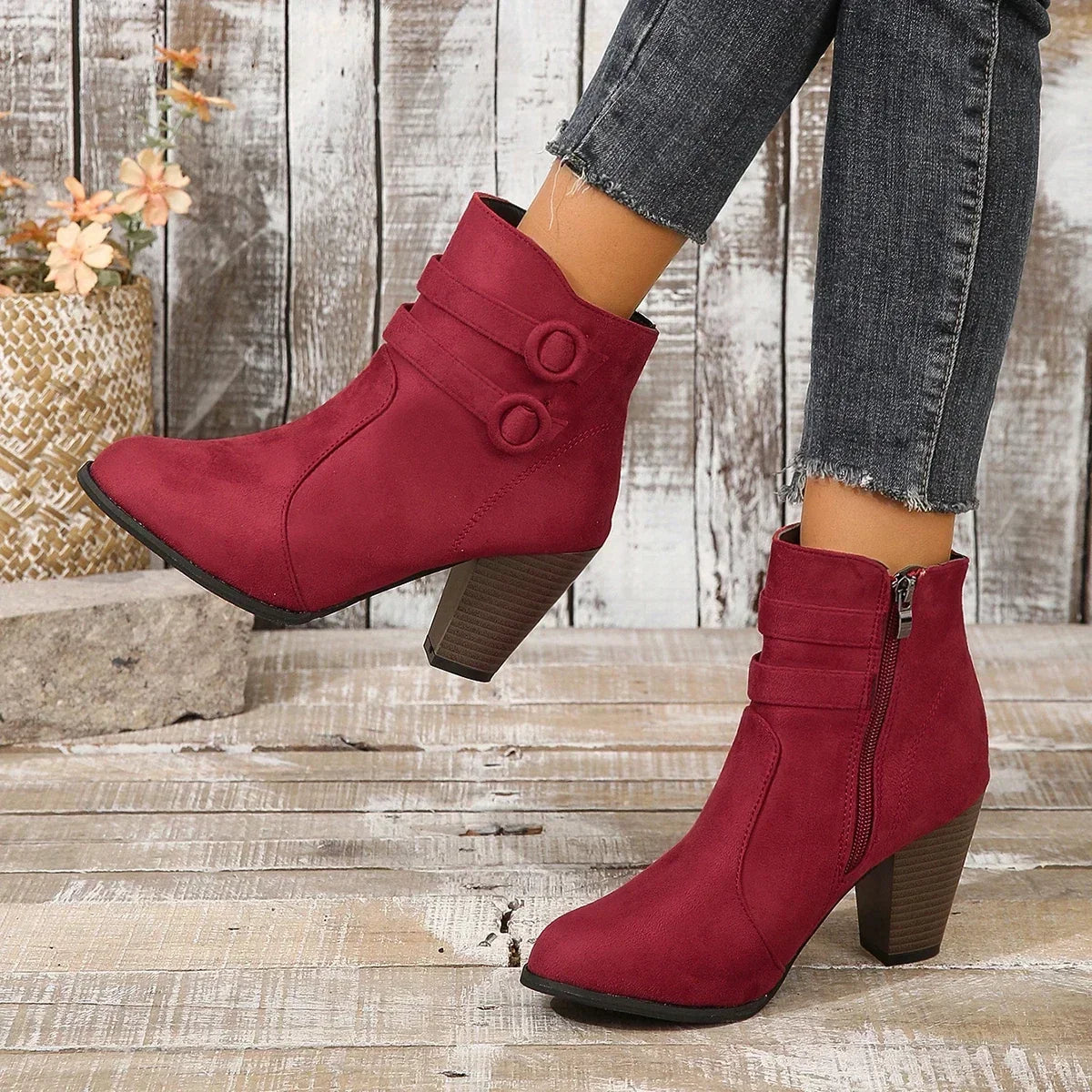 ELIZA & MAREN | DOUBLE STRAP ANKLE BOOTS FOR WOMEN