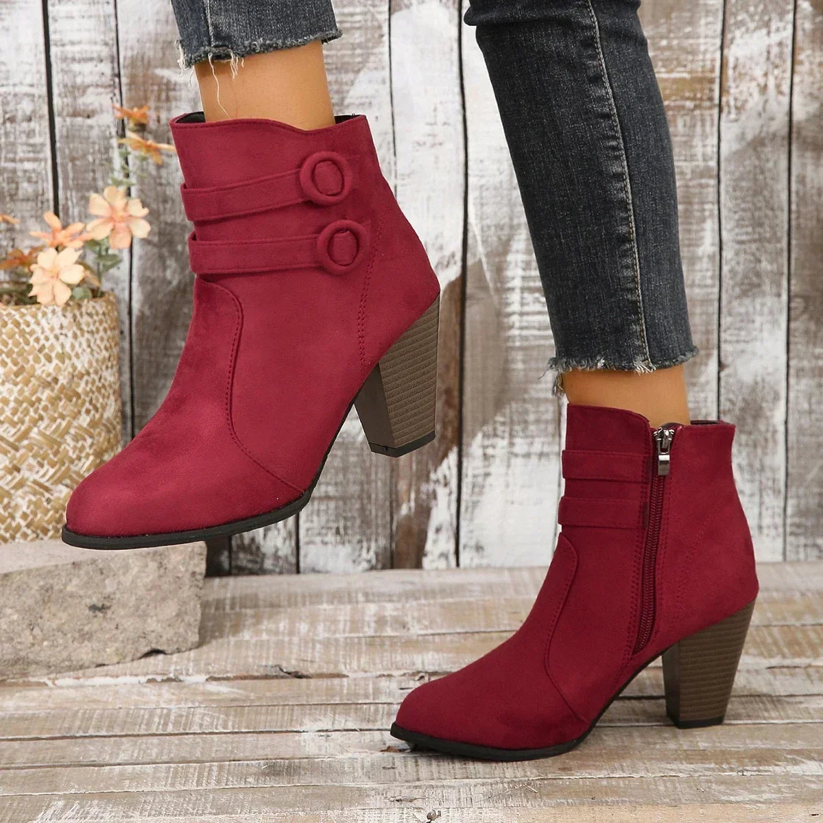 ELIZA & MAREN | DOUBLE STRAP ANKLE BOOTS FOR WOMEN
