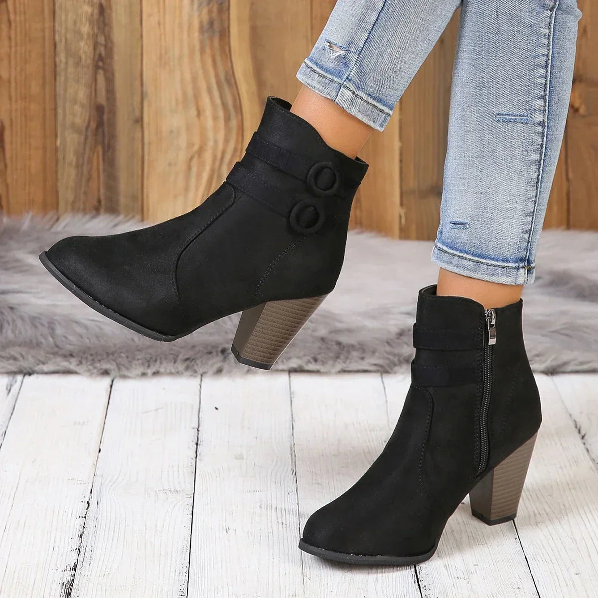 ELIZA & MAREN | DOUBLE STRAP ANKLE BOOTS FOR WOMEN