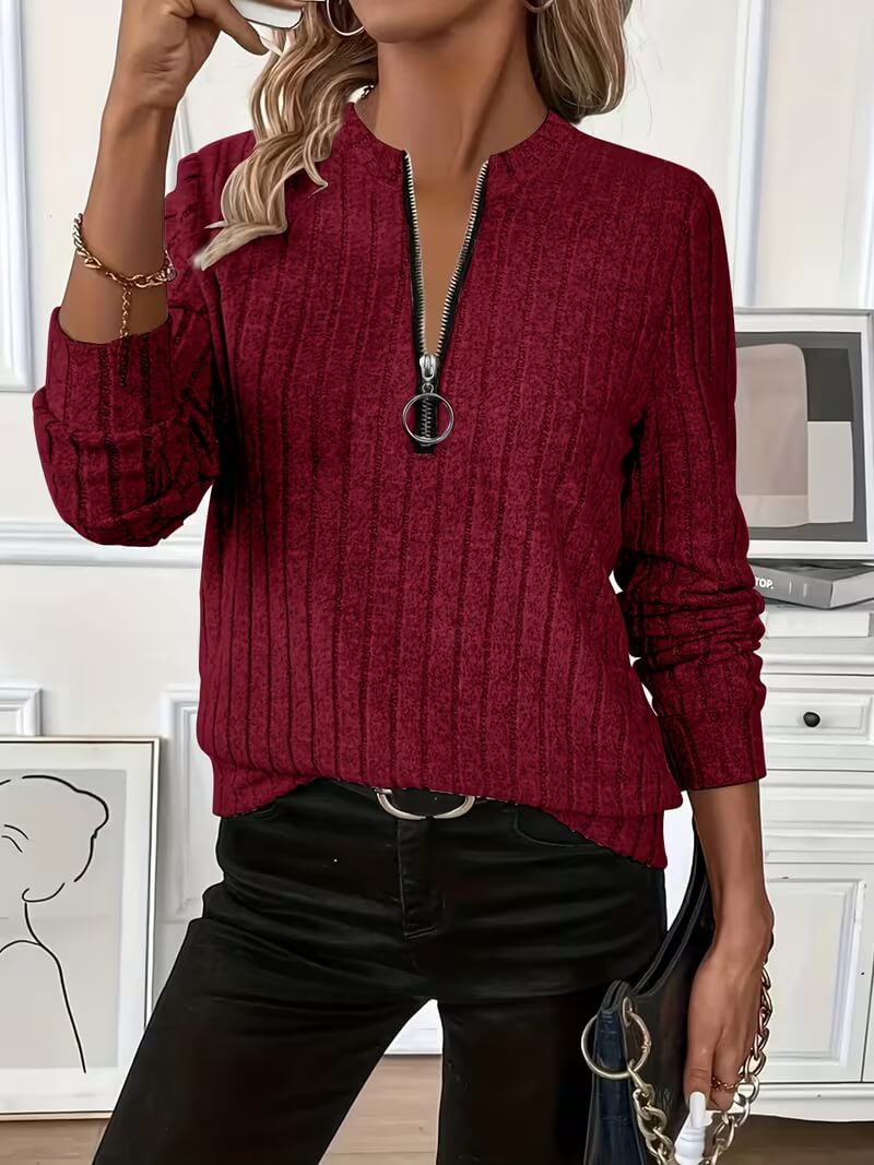 ELIZA & MAREN | RELAXED QUARTER ZIP SWEATER FOR WOMEN