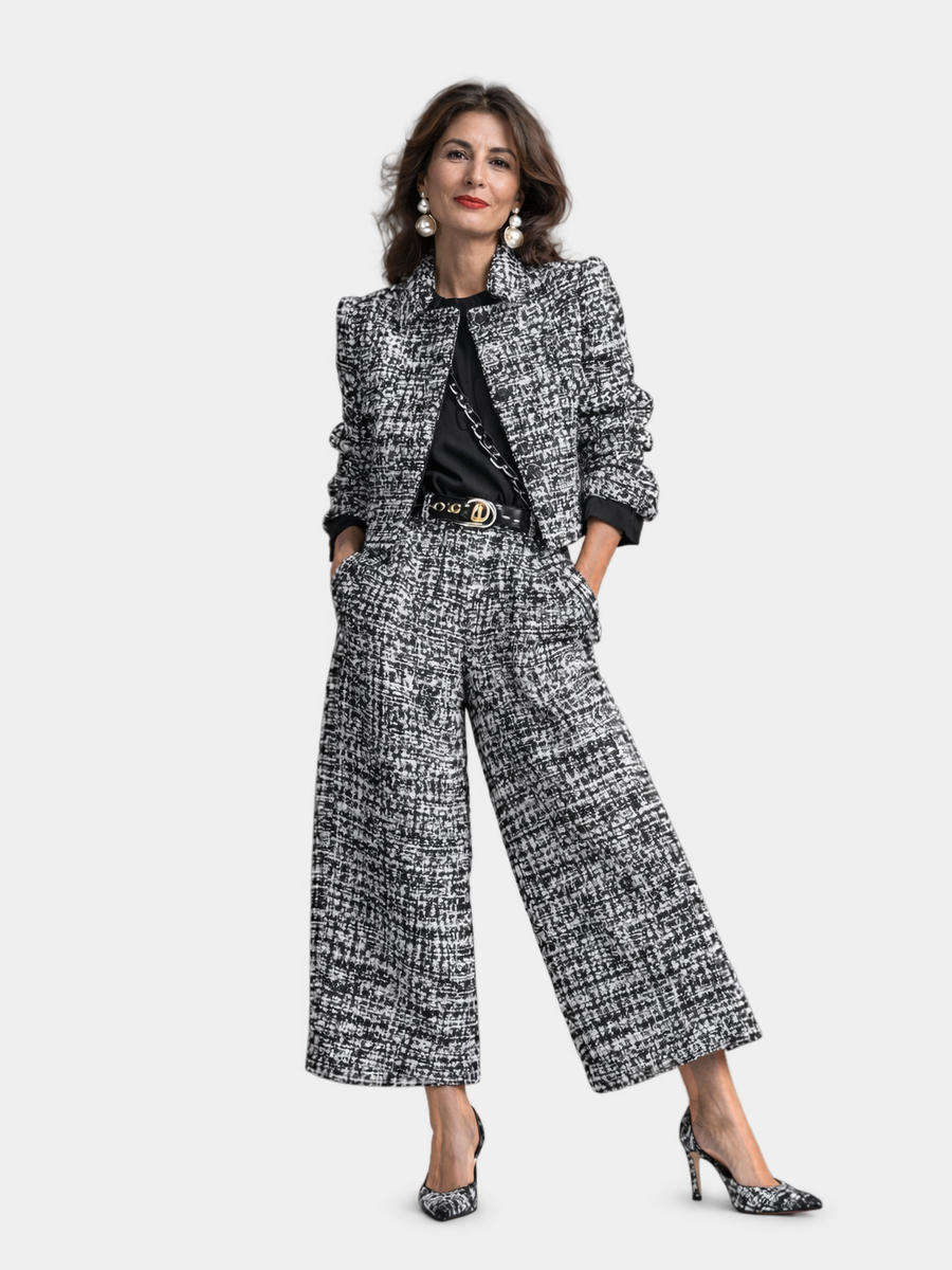 ELIZA & MAREN | TWEED ZIP JACKET SET FOR WOMEN