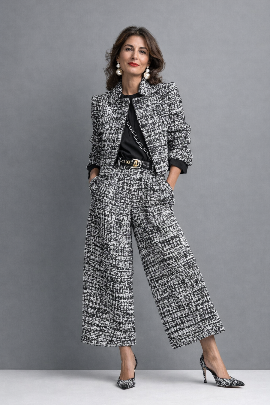 ELIZA & MAREN | TWEED ZIP JACKET SET FOR WOMEN