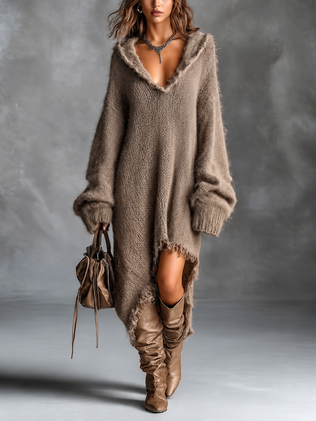 ELIZA & MAREN | OVERSIZED HOODED MIDI DRESS FOR WOMEN