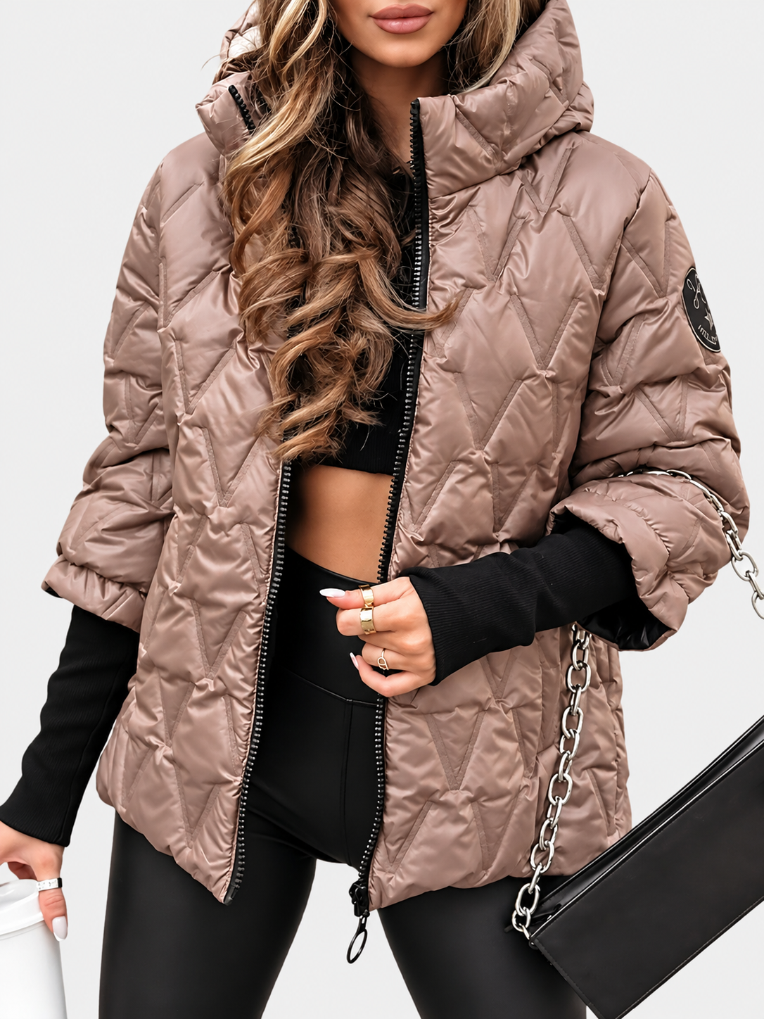 ELIZA & MAREN | DIAMOND PATCHWORK HOODED JACKET FOR WOMEN