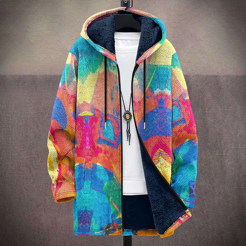 ELIZA & MAREN | RAINBOW PATTERN HOODED CARDIGAN FOR WOMEN