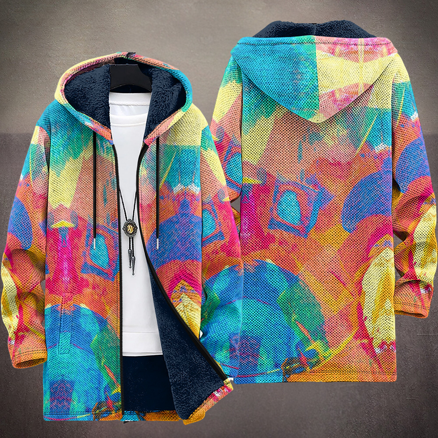 ELIZA & MAREN | RAINBOW PATTERN HOODED CARDIGAN FOR WOMEN
