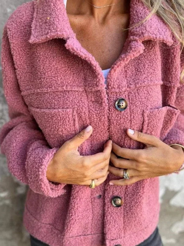 ELIZA & MAREN | PINK BOUCLE BUTTON JACKET FOR WOMEN