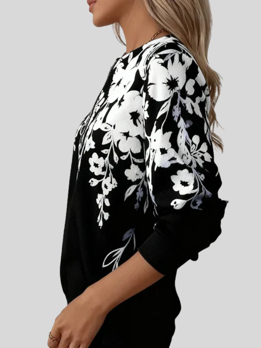 ELIZA & MAREN | FLORAL ZIP TOP FOR WOMEN