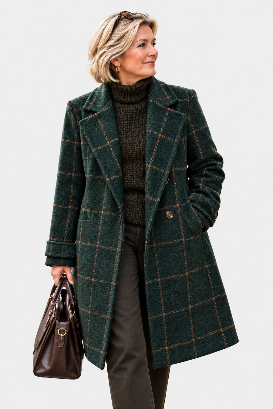 ELIZA & MAREN | TWO BUTTON CHECKED COAT FOR WOMEN
