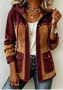 ELIZA & MAREN | CONTRAST PANEL HOODED JACKET FOR WOMEN