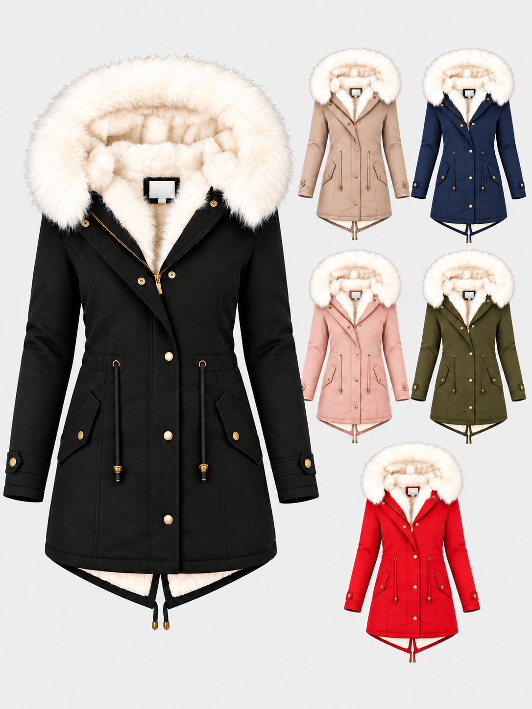 ELIZA & MAREN | LONG DRAWSTRING WINTER PARKA FOR WOMEN