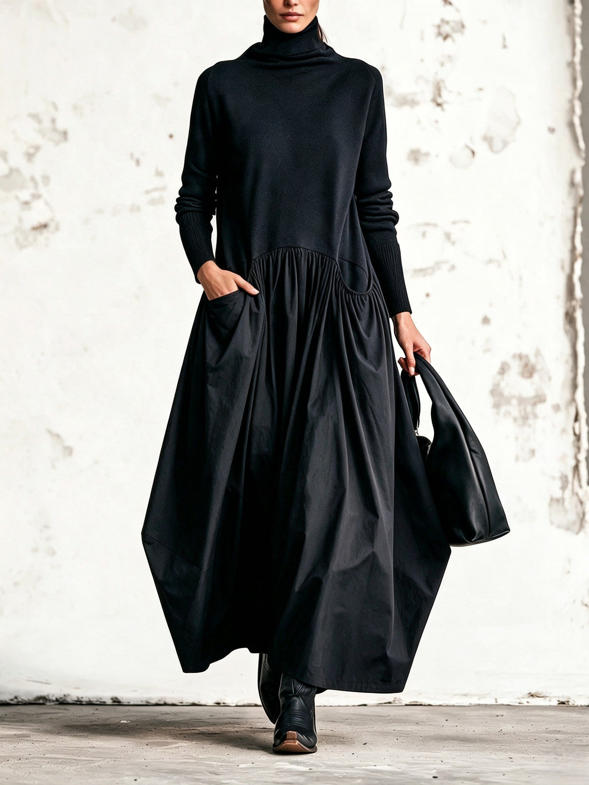 ELIZA & MAREN | HIGH COLLAR MAXI DRESS FOR WOMEN