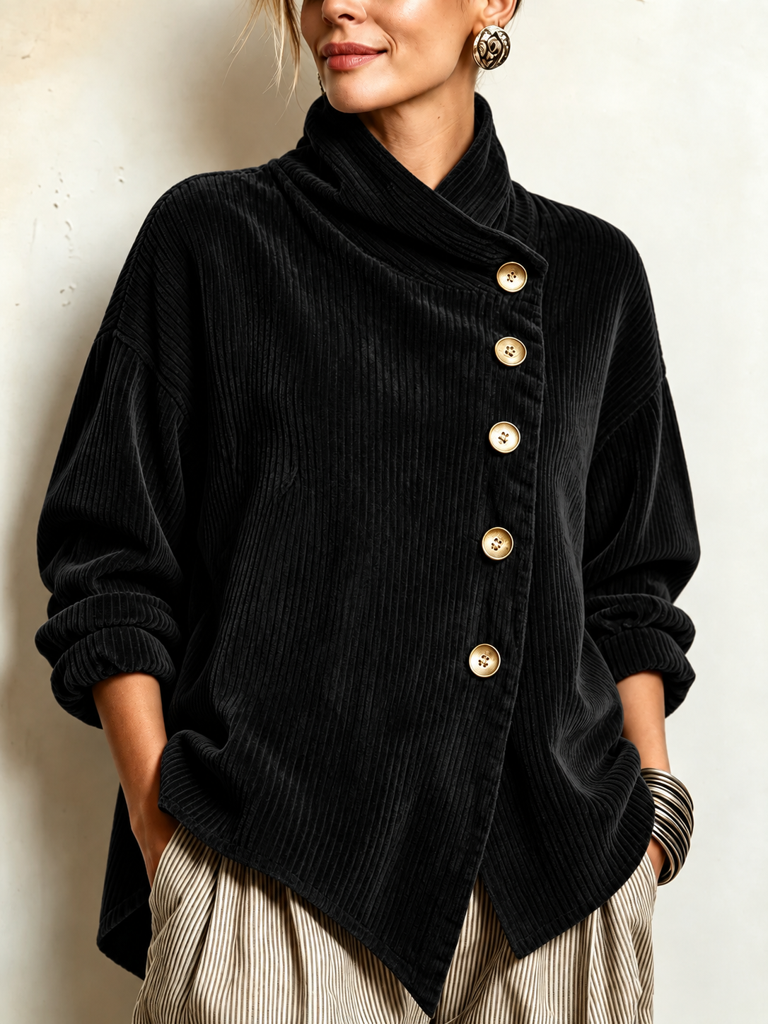 ELIZA & MAREN | CORDUROY BUTTON-UP TOP FOR WOMEN