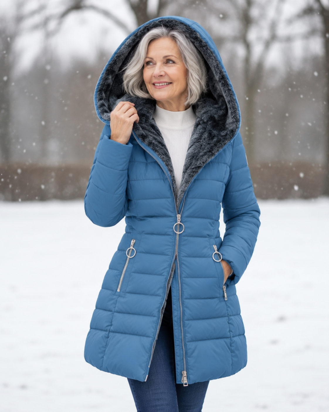 ELIZA & MAREN | QUILTED HIGH HOOD COAT FOR WOMEN