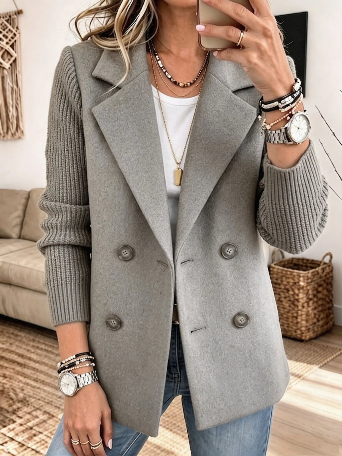 ELIZA & MAREN | KNIT SLEEVE BLAZER FOR WOMEN